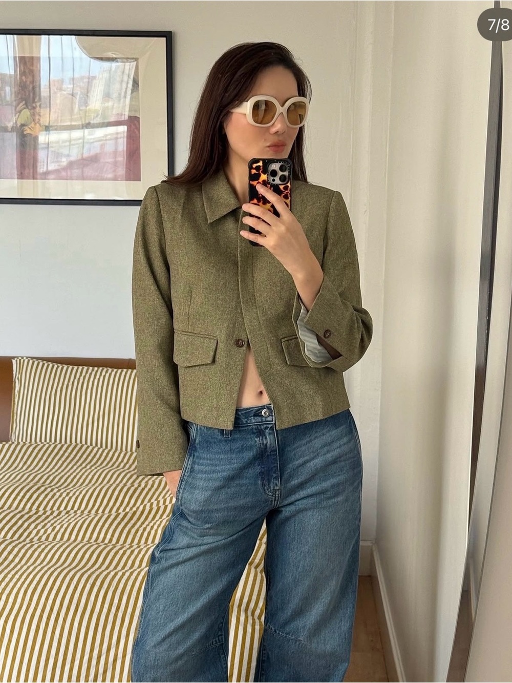 Baum und pferdgarten Tailored Olive Wide-Leg Pantsuit blazer and pants size 4 - Picture 5 of 10